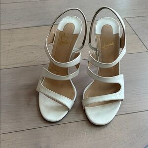 Christian Louboutin White Multi-Strap Leather Heels